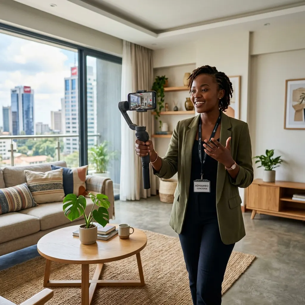 HFR concierge agent filming a property walkthrough in Kenya